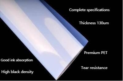 Positive Textile Silk Screen Films 130 Microns Milky Waterproof Inkjet Film